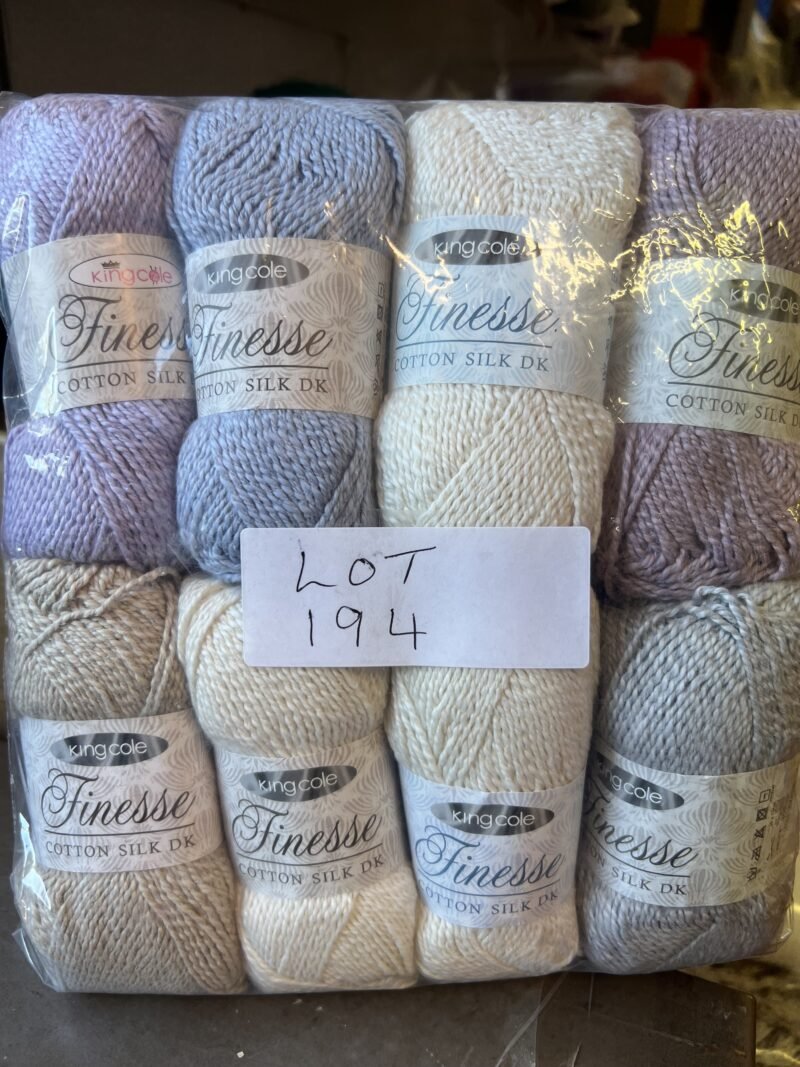 Lot 194 King cole Finesse dk Cotton Silk 8 x 50g
