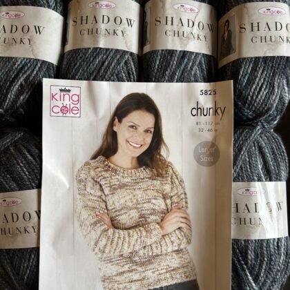 King Cole Shadow Chunky 6 x 100g Mercury Shade + Free Pattern