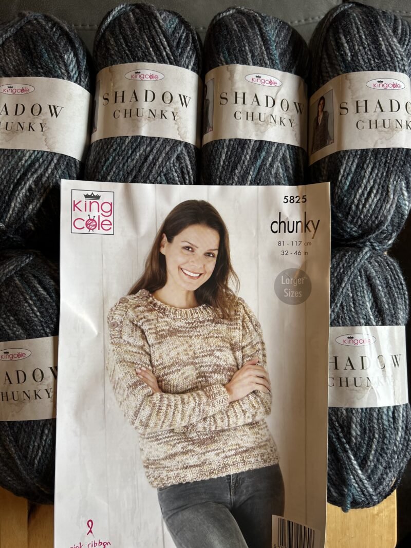 King Cole Shadow Chunky 6 x 100g Mercury Shade + Free Pattern