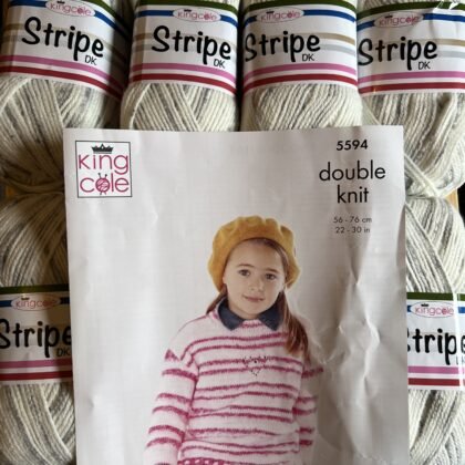 King Cole Stripe Dk 6 x 100g Grey Stripe shade + Free Pattern