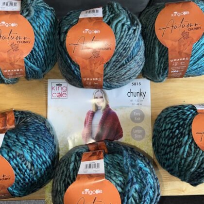King Cole Autumn Chunky 6 x 100g Shade Frozen + Free Pattern