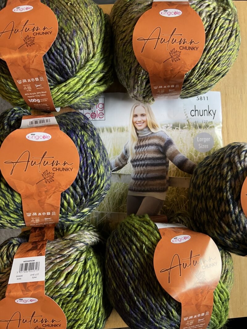King Cole Autumn Chunky 6 x 100g Shade Hedgerow + Free Pattern