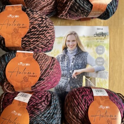 King Cole Autumn Chunky 6 x 100g Shade Autumn Sunset + Free Pattern