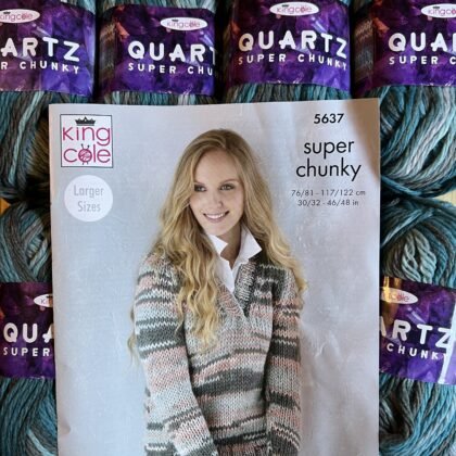 King Cole Quartz Super Chunky 6 x 100g + Free pattern