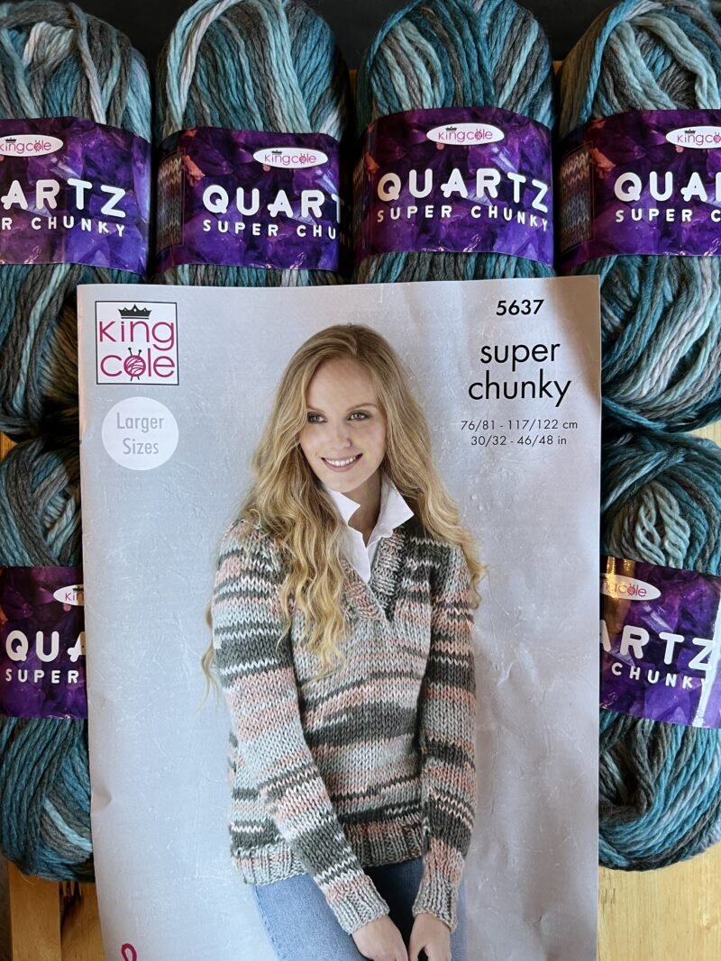 King Cole Quartz Super Chunky 6 x 100g + Free pattern