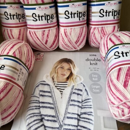King Cole Stripe DK 6 x 100g pink Shade