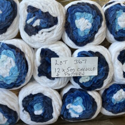 Lot 367 woolcraft mini chenille 12 x 50g + free blanket pattern