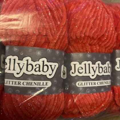 Lot 2 cygnet Jellybaby glitter chenille 5 x 100g Firecracker shade