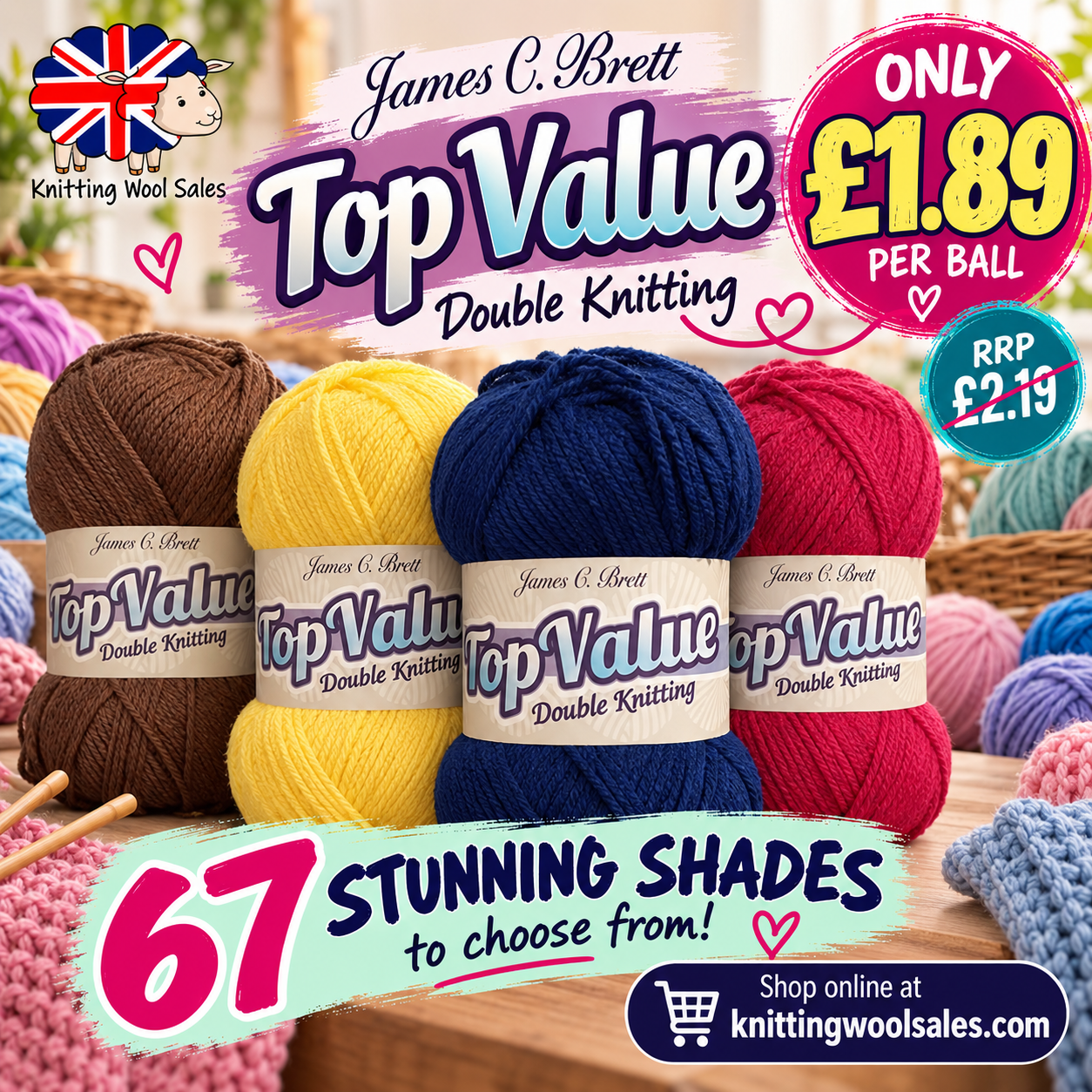Knitting Wool Sales | We aim to be the cheapest 2 Top Value DK